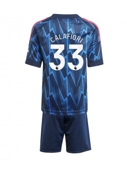 Otroški Nogometna dresi replika Arsenal Riccardo Calafiori #33 Gostujoči 2025-26 Kratek rokav (+ hlače)